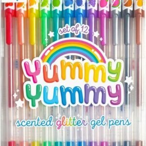 Ooly, Yummy Yummy Scented Glitter Gel Pens, Set of 12, Multicolor Pens for Arts and Crafts, Cute School Supplies for All Ages, Works on Black and White Paper, Great for Journal and Stationary