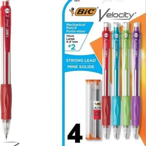 BIC Velocity Strong Lead Mechanical Pencils, With Colorful Barrel, Thick Point (0.9mm), 4-Count Pack Mechanical Pencils With Erasers